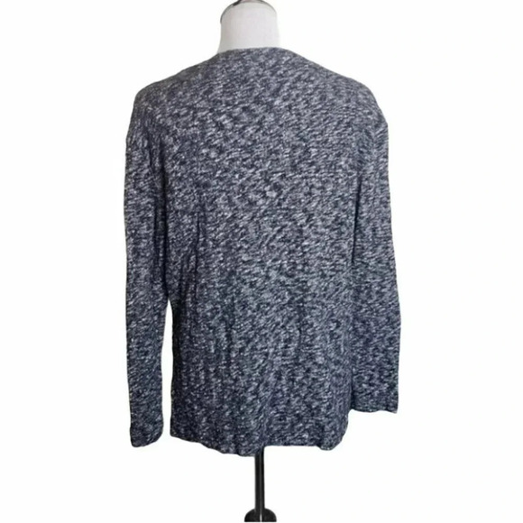 Lou Grey M blue white cotton cozy V-neck sweater - Picture 4 of 6